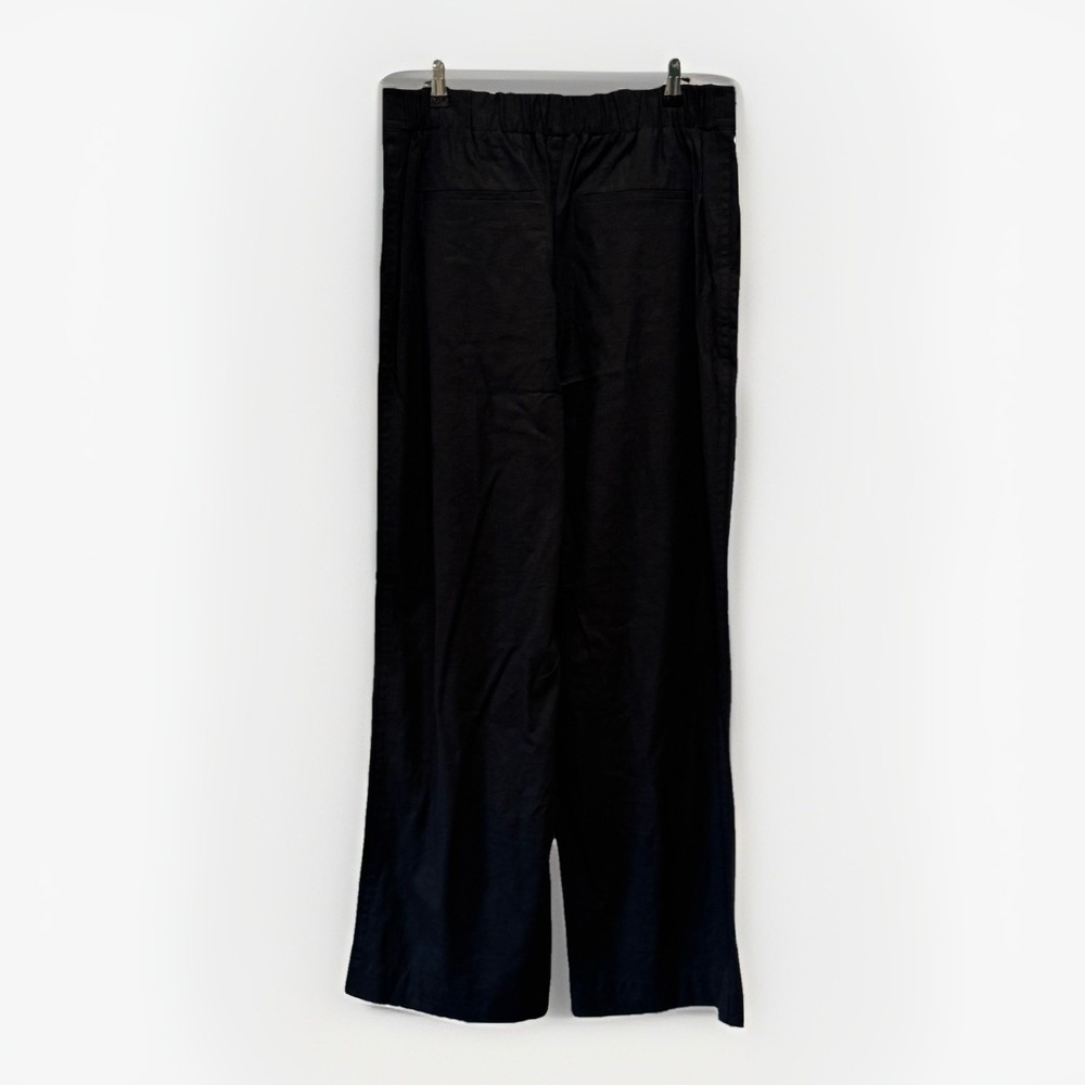 NEW VINCE Women's L Linen Blend Black Wide Leg Pleated Elastic PullOn Pants $325 - Picture 10 of 15